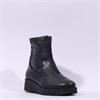 Pepe Saenz Sara Front Zip Wedge Boot - Black Leather